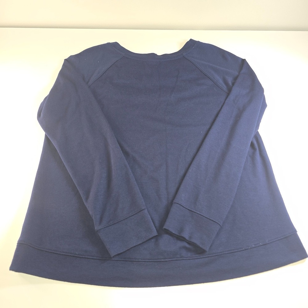 Belyn Key Women's Navy White Stripe Raglan Long Sleeve Top Size M Rayon Golf‎ - Picture 9 of 16